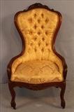 274  - Walnut Victorian ladies parlor chair with gold upholstery, ca. 1890, 39 in. T, 21 in. W, 18 in. D.