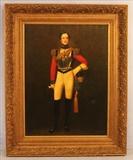 273  - Oil on canvas, contemporary of a  European soldier in uniform, signed in gold frame, 43 x 53.
