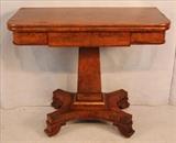 276  - Flame mahogany empire game table, ca. 1845, 30 in. t, 36 in. W, 18 in. D.