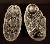 277  - Two cut glass relish trays, 2 in. T, 12 in. L, 5 in. W.