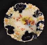  291 - Hand painted old Paris porcelain charger, 2 in. T, 12 in. D.