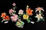 302  - Collection of hand painted flowers, 9 in. T, some Lenox, Bochm.