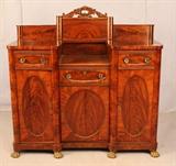60 - Period Hepplewhite serving cabinet, floral panel with square tapered legs, rare ca. 1810, 48 in. T, 49 in. w, 20 in. D.