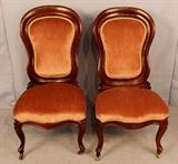 285 - Matched pair of rosewood laminated, Lincoln pattern Victorian parlor chairs, Belter, 36 in. T, 18 in. W, 18 in. D.