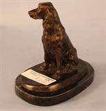 348 - Bronze and marble bird dog, 7 in. T, 7 in. W.