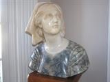 Large Carrera Marble and Alabaster "Joan of Ark" bust.