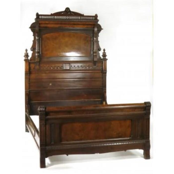 Victorian Aesthetic period walnut bed