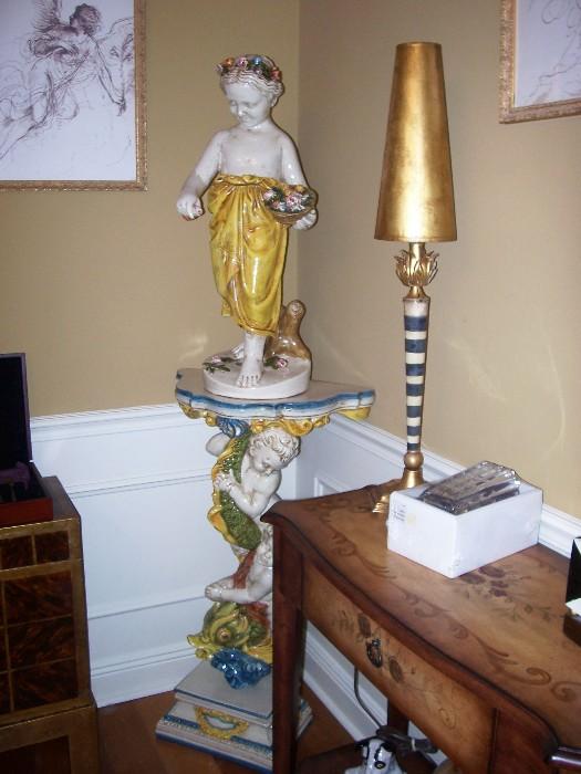 Purchased in Italy....large corner piece on pedestal