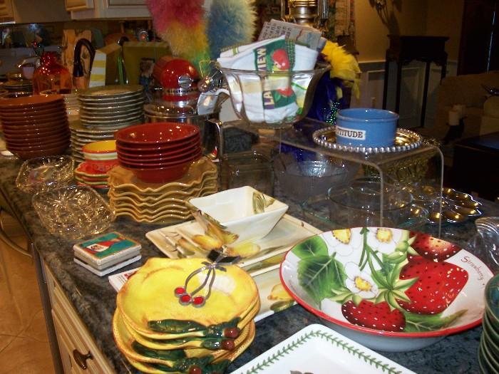 Colorful dinnerware of all types....