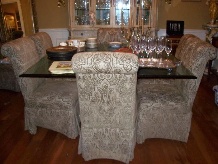Dining room set with tempered glass table - beautiful!