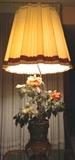 French Mount Hardstone & Glass Floral Arrangements in Cloisonné Table Lamp