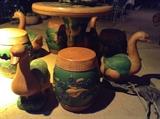 Glazed Ceramic Garden Sets and A Gaggle of Geese  