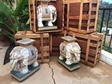 A Herd of Garden Pedestal Elephants