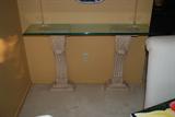 Wall table glass top with 2 pedestals
