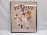David Justice Autographed Print - JSA Certificate
