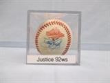 Autographed David Justice 1992 World Series Baseball