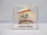 Autographed David Justice 1992 World Series Baseball
