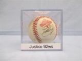Autographed David Justice 1992 World Series Baseball