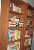 Pair of tall oak bookcases.