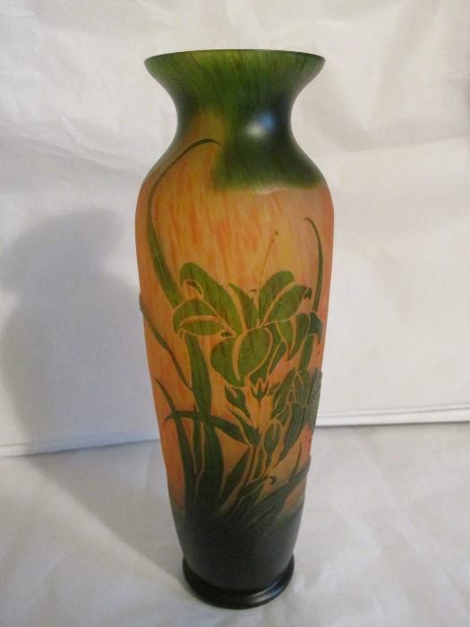 Galle' Art Glass Cameo Vase