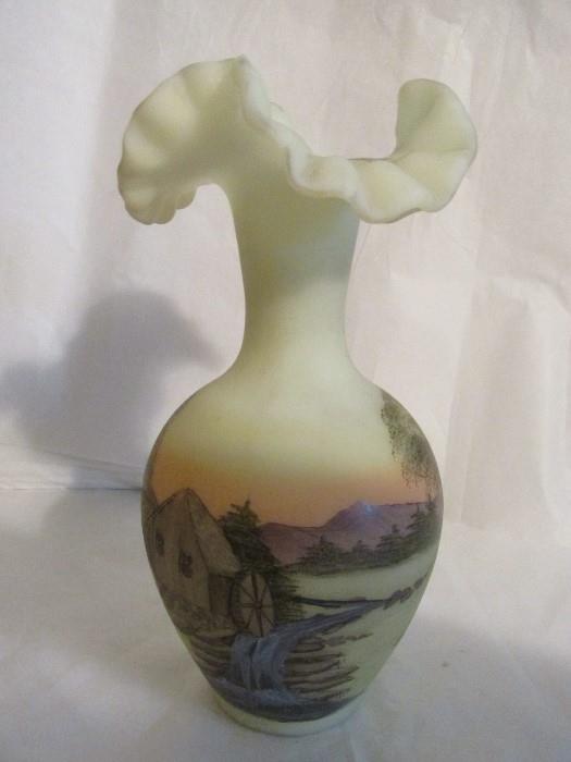 Early Signed Fenton Vase w/ Original Paper Label