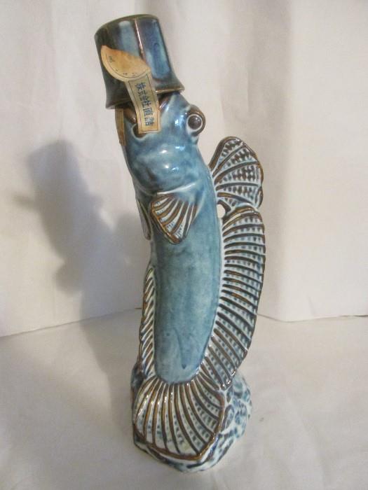 Oriental Figural Fish Decanter w/ Cup Lid