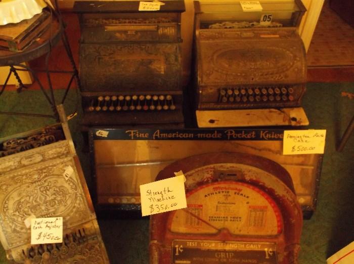National cash registers and  one cent strength measuring machine