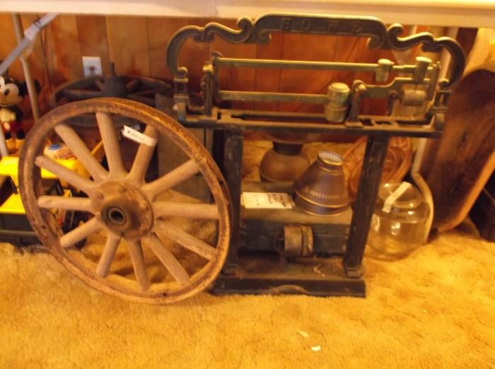 Another old scale and wooden spoke wheel