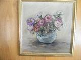 Unsigned decorative oil on canvas of florals