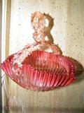 thorn handled antique Victorian glass art basket 