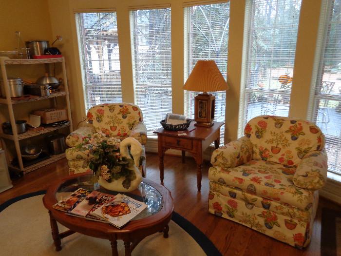 Floral swivel/rocking chairs