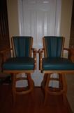 Teal and Teak Barstools