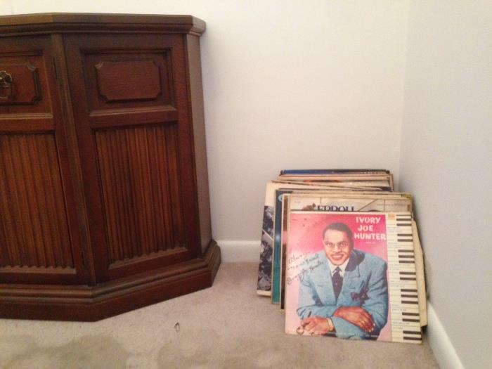 Records and small cabinet