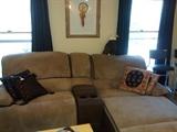 Almost New - American Signature power reclining sofa with built in console - Very cozy !