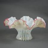 Vintage hand blown Fenton optic swirl vase with pink trim sanded pontil
Condition: Very Good
Shipping: Yes
Size: 7 1/2" across