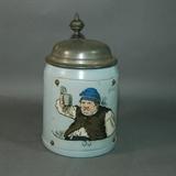 Antique METTLACH #1647 beer stein, hand painted "Lieber Bier als Derdruk und Aerger Leblucken,und rauchdabei so vertreibsi du dir die muchen"
Condition: Very Good
Shipping: Yes
Size:1/2L