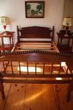 Beautiful Wood Bed, Matching Side Tables & Lamps