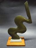 Abstract Bronze Sculpture by Charles Jones of Boston, MA, 1970's. 12 inches tall