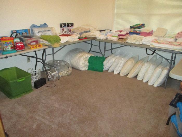 Linens, Pillows, Queen Size Padded Cover, Tablecloths etc