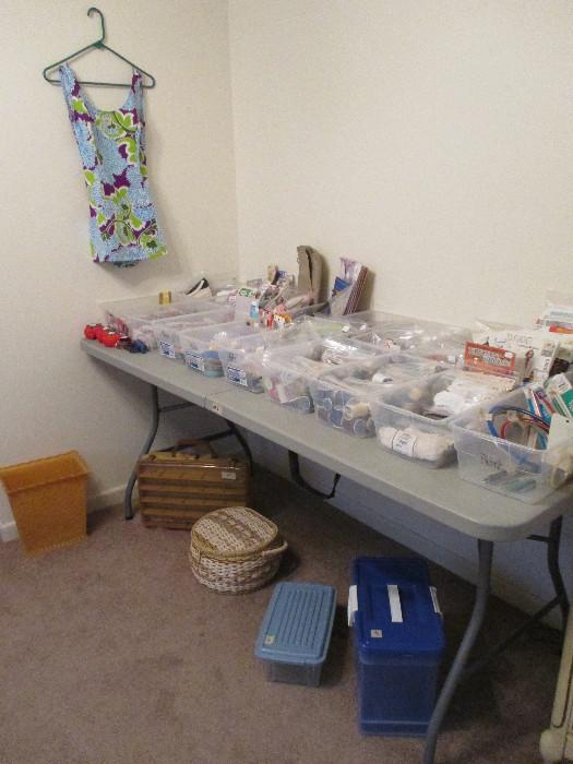 A Table Full Of Sewing Notions! Plus A Nice Vintage Swimming Suit