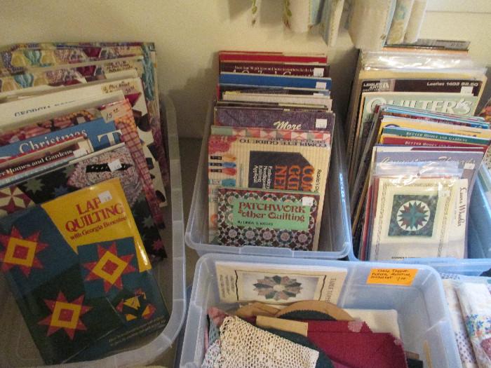 In The Tub On The Left Are Binders With Quilting Magazines, Tips Or Patterns. One Binder Has 12 Quilt Patterns and Another Has Over 50 Uncut Patterns!