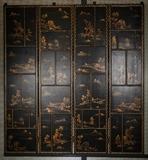 One of the many incredible screens painted on leather that are for sale.