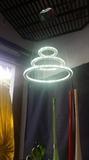 Modern crystal chandelier 3 rings  12" 20" 27 crystal with led lighting with adjustable hangers. http://www.interior-deluxe.com/circle-12-led-pendant-light-p10547.html?gmc_currency=1&gclid=COr1uMm9lMMCFUZbfgod7pAARA