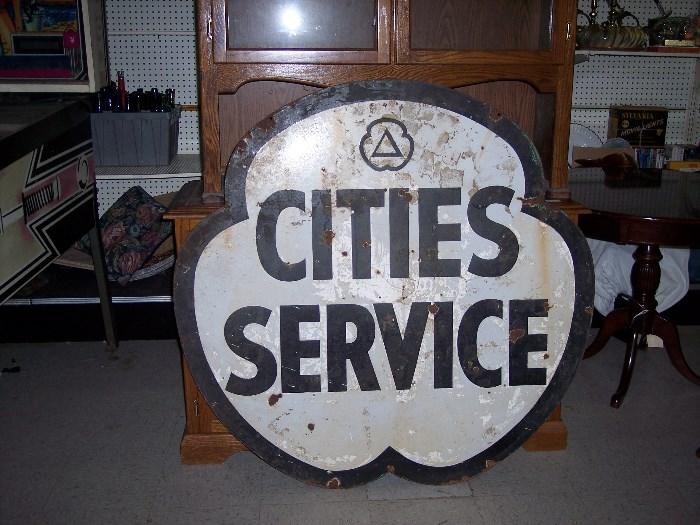   Cities Service Double Sided Porcelain Sign. 46x46 in.