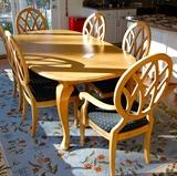 LEXINGTON FURNITURE PINE TABLE AND SIX CHAIRS,        BEAUTIFUL RUG