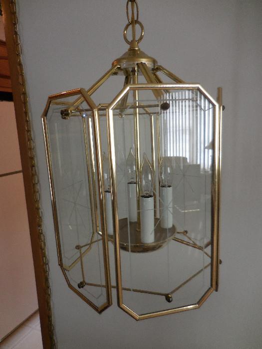 Brass Glass Hanging Light Fixture
