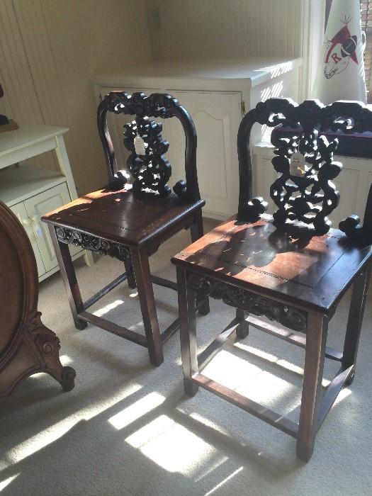                             Two antique stools