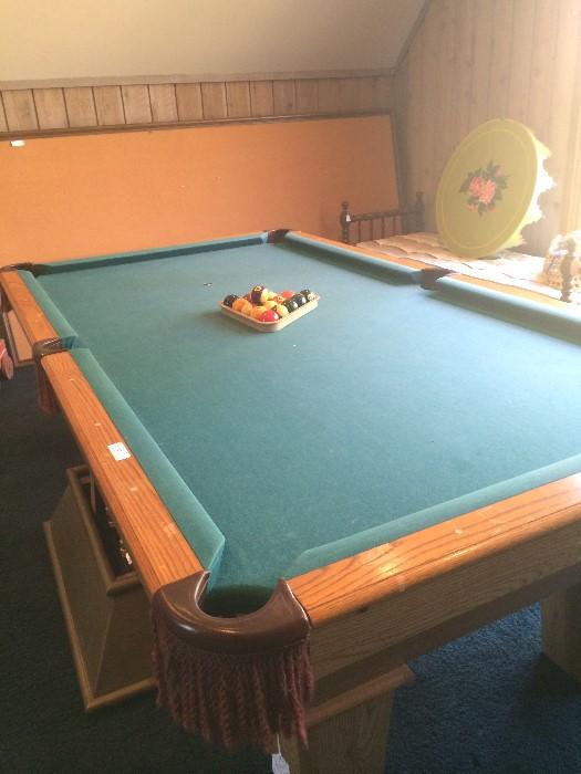 Pool table with extra large 3 bulletin boards in the background