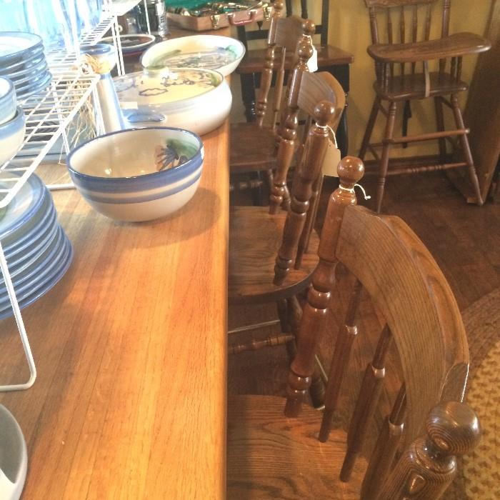 3 of the many styles of bar stools; child's high chair; 1 black bar stool