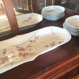  Exceptional antique fish platter & 10 matching plates
